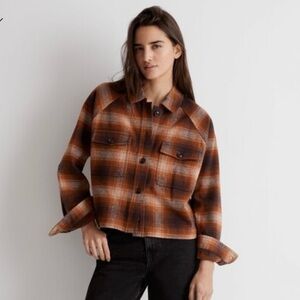 NWOT Madewell cropped flannel shirt jacket button down